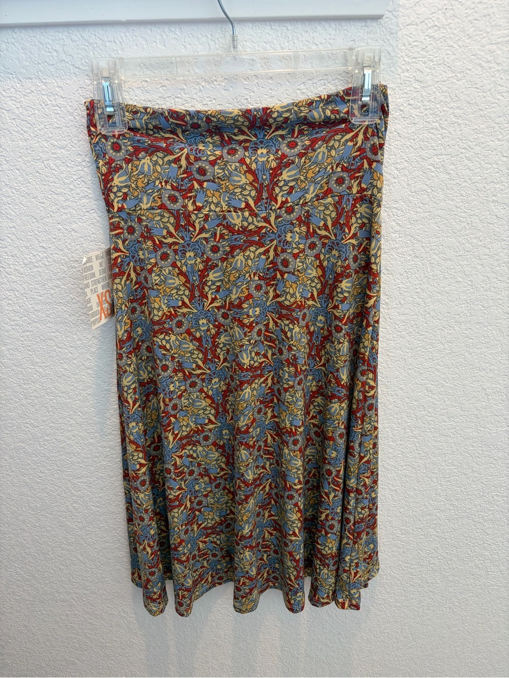 LuLaRoe A-Line Azure Skirt in Blue, Red & Cream Floral